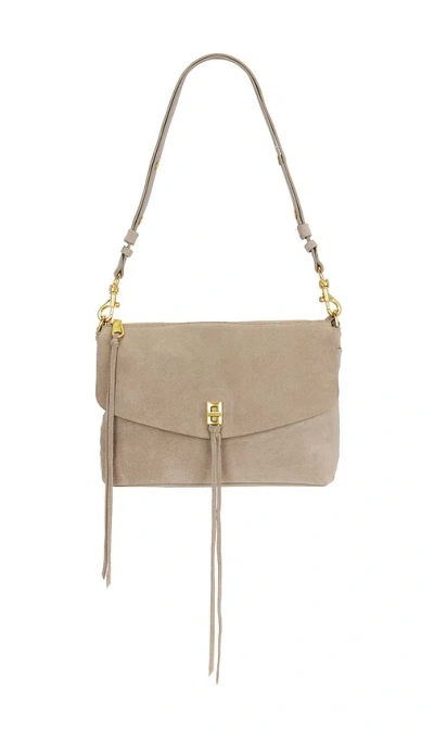 Rebecca Minkoff Darren Top Zip Suede Shoulder Bag In Brown