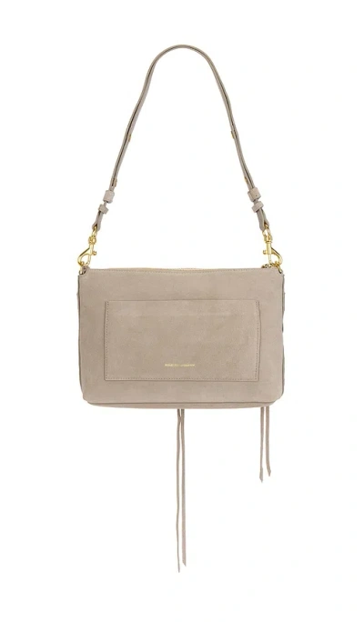 Rebecca Minkoff Darren Top Zip Suede Shoulder Bag In Brown