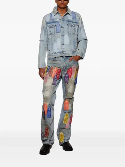 Who Decides War Patch Arched Repaired Distressed Denim