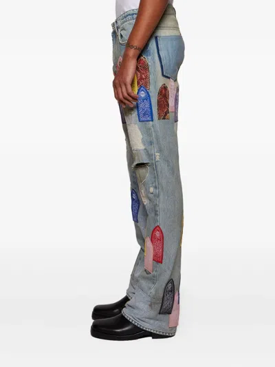 Who Decides War Patch Arched Repaired Distressed Denim