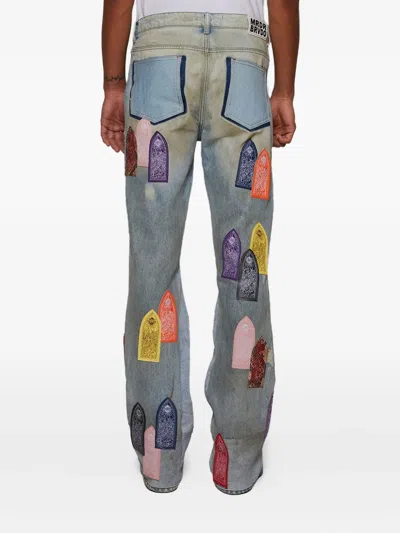 Who Decides War Patch Arched Repaired Distressed Denim