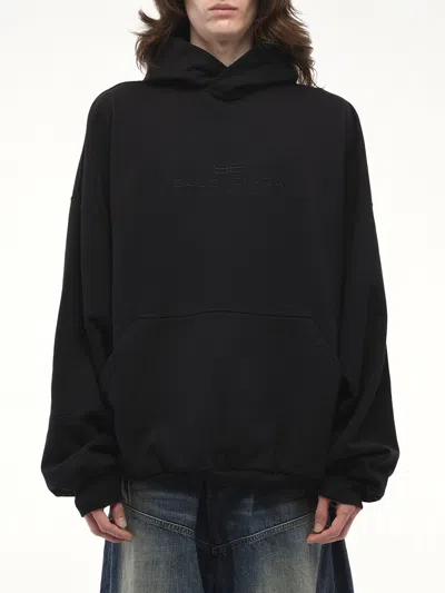Balenciaga Men's Bb Embroidery Large Fit Hoodie In Black