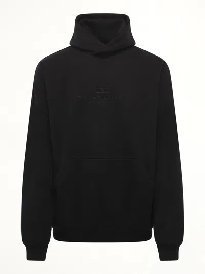 Balenciaga Men's Bb Embroidery Large Fit Hoodie In Black