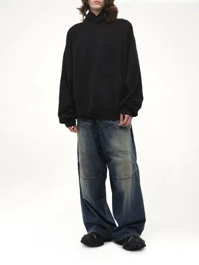 Balenciaga Men's Bb Embroidery Large Fit Hoodie In Black