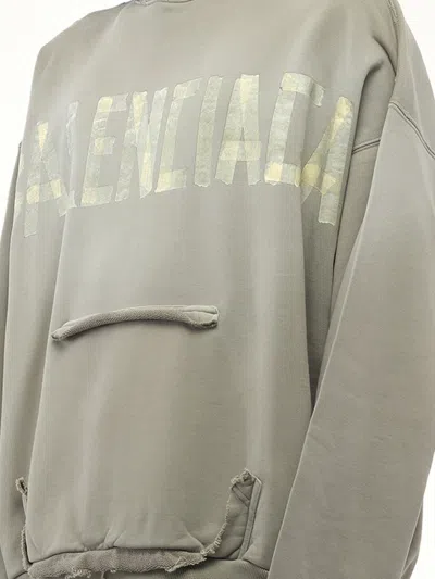 Balenciaga Tape Type Ripped Pocket Large Fit Fleece Hoodie