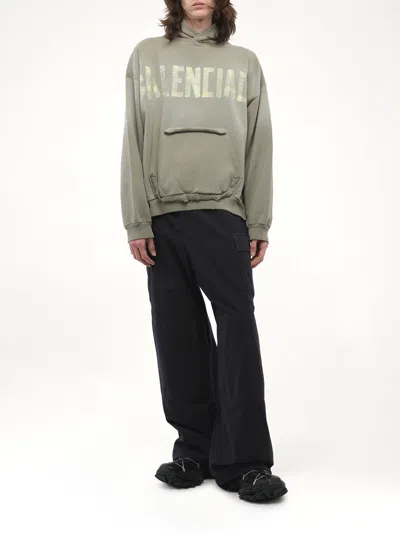 Balenciaga Tape Type Ripped Pocket Large Fit Fleece Hoodie