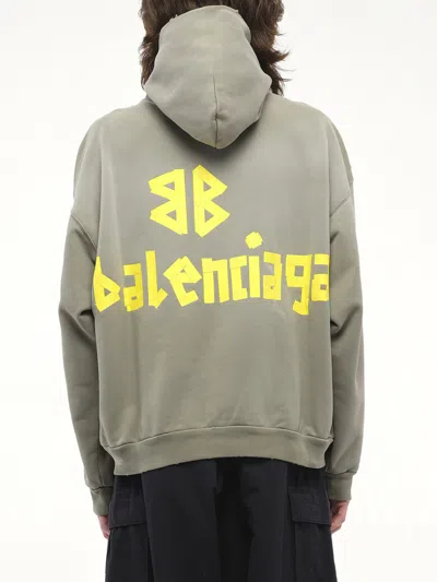 Balenciaga Tape Type Ripped Pocket Large Fit Fleece Hoodie