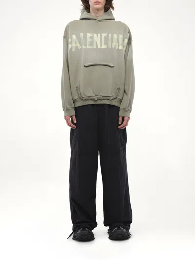 Balenciaga Tape Type Ripped Pocket Large Fit Fleece Hoodie