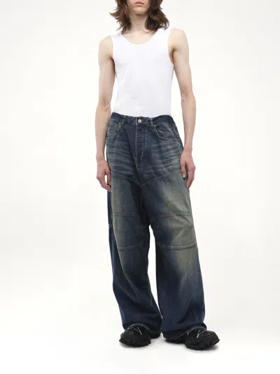 Balenciaga Men Blue Five Pocket Jeans With Faded Effect In Denim Man