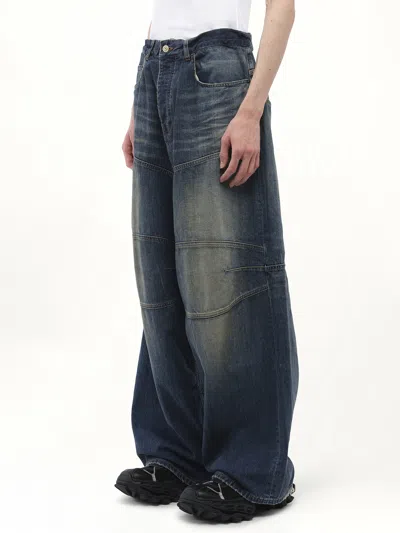 Balenciaga Men Blue Five Pocket Jeans With Faded Effect In Denim Man