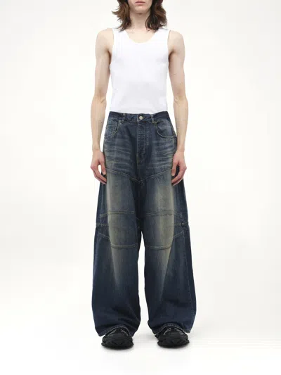Balenciaga Men Blue Five Pocket Jeans With Faded Effect In Denim Man