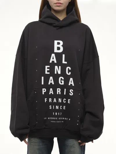 Balenciaga Optical Black Washed Oversized Hoodie