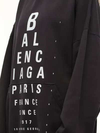 Balenciaga Optical Black Washed Oversized Hoodie