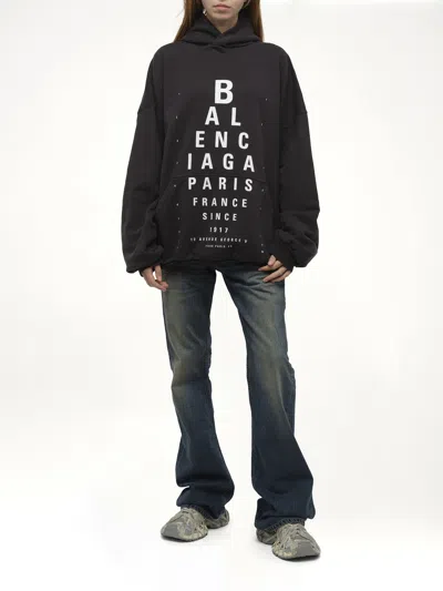 Balenciaga Optical Black Washed Oversized Hoodie