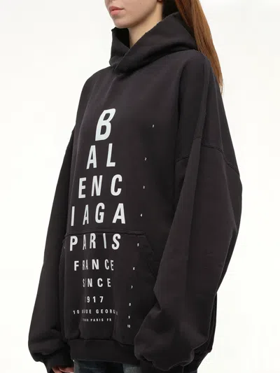 Balenciaga Optical Black Washed Oversized Hoodie