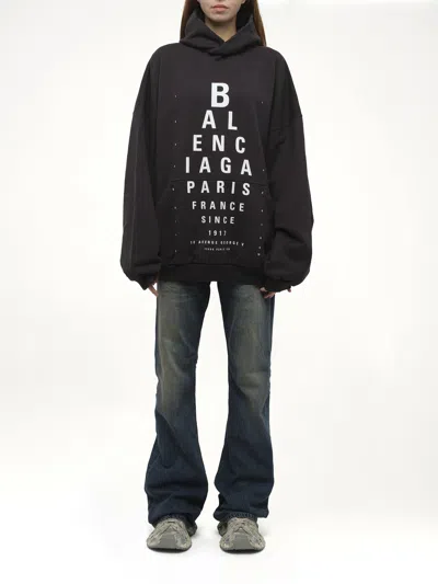 Balenciaga Optical Black Washed Oversized Hoodie