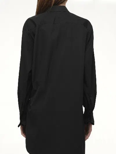 Loewe Wrap-effect Leather-trimmed Draped Cotton-poplin Mini Shirt Dress In Black