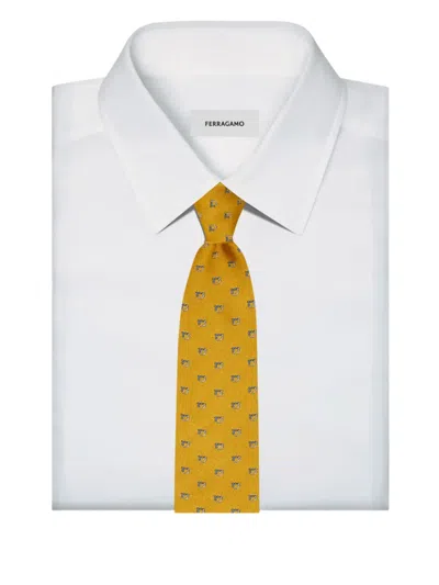 Ferragamo Two Tone Gancini Jacquard Tie