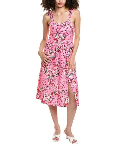 Colette Rose Tie Shoulder Midi Dress In Pink