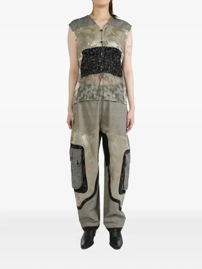 Communs Floral Embroidered Button-up Top