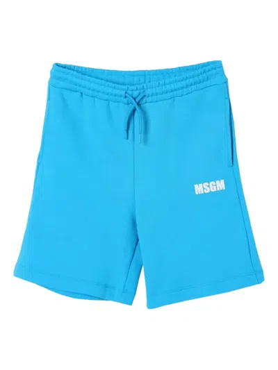 Msgm Cotton Shorts In Blue