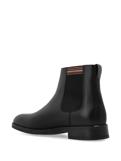 Paul Smith Black Leather Lansing Signature Stripe Chelsea Boots In Black