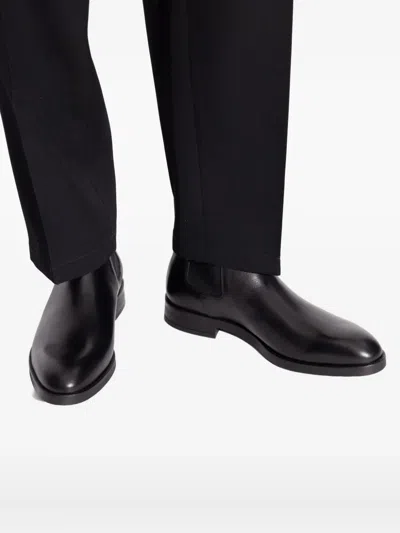 Paul Smith Black Leather Lansing Signature Stripe Chelsea Boots In Black