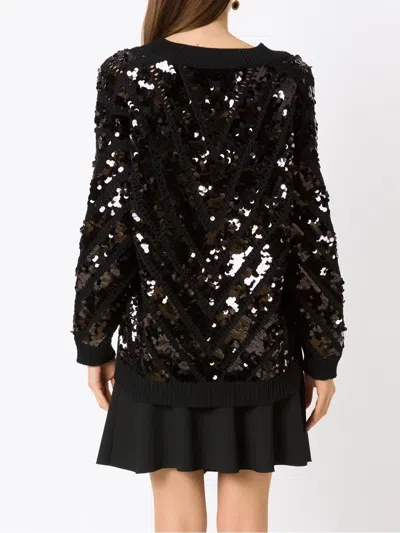 Valentino Sequin-embellished V-neck Jumper In Black