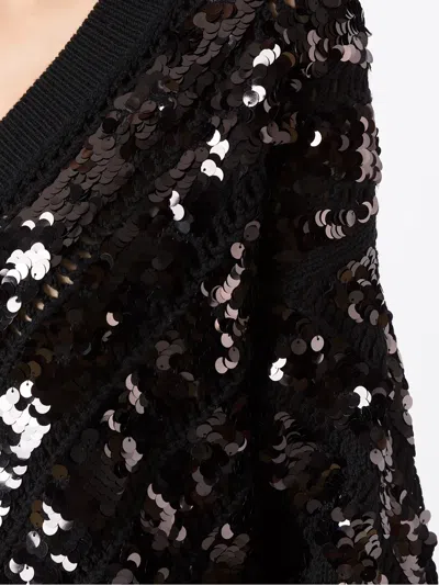 Valentino Sequin-embellished V-neck Jumper In Black