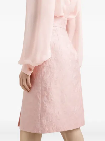 Dolce & Gabbana Jacquard Button-embellished Skirt In Pink