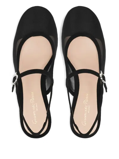 Gianvito Rossi Piper Suede-trimmed Mesh Slingback Pumps In Black