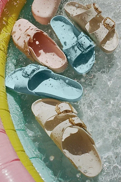 Birkenstock Arizona Big Buckle Eva Eggshell Two Bar Mules In Black