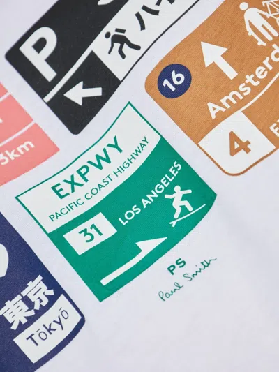 Ps By Paul Smith White 'road Signs' Print T-shirt