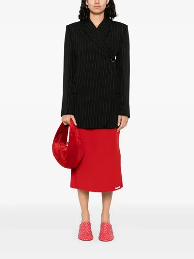Sportmax Chalk-striped Blazer With Crossover Fastening