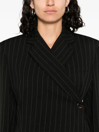 Sportmax Chalk-striped Blazer With Crossover Fastening