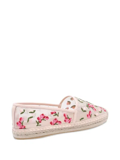 Stuart Weitzman Bareitall Floral Embroidery Espadrille Flat In Pink