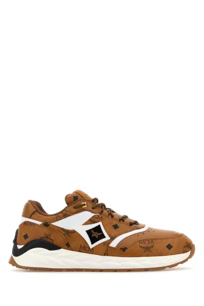 Mcm Multicolor Canvas And Leather Skywander Sneakers In Brown