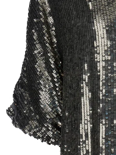 P.a.r.o.s.h Metallic Sequin Blouse With V Neck In Tech Fabric Woman