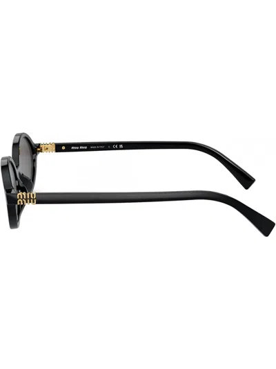 Miu Miu Logo Round Sunglasses In Black