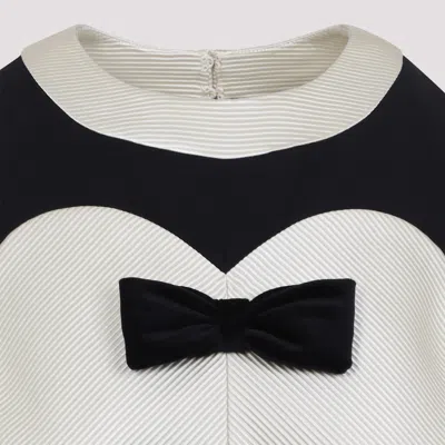 Valentino Bow-detailed Velvet And Ribbed Satin-trimmed Wool And Silk-blend Mini Dress In Black