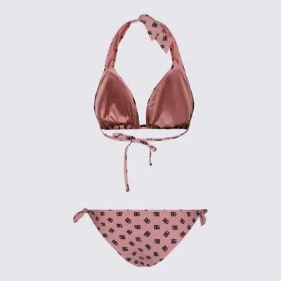 Dolce & Gabbana Pink And Black Bikini Set