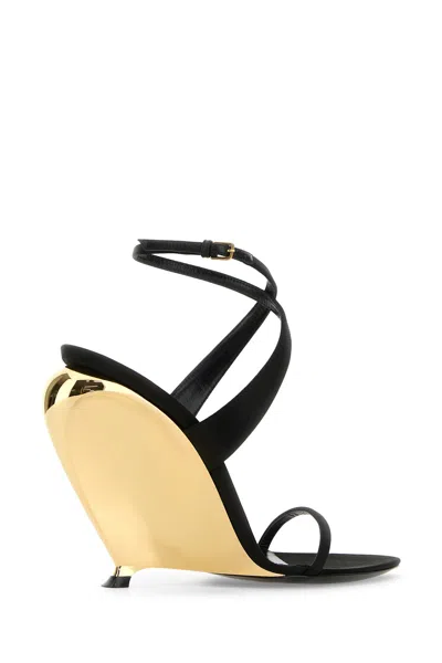 Saint Laurent Women Tallulah 110 Satin Sandals With Sculptural Wedge Heel In Multi