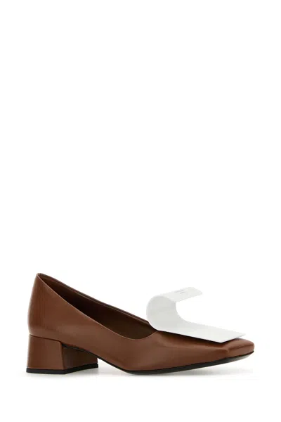 Prada Two-tone Leather Pumps In Brown