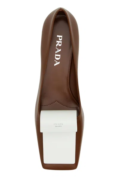 Prada Two-tone Leather Pumps In Brown