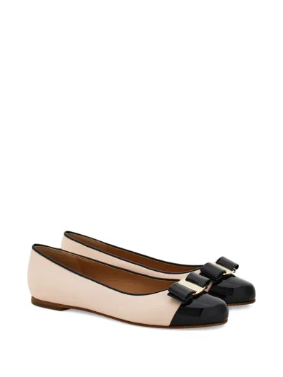 Ferragamo Round Toe Ballerina Shoes With Bow Detail