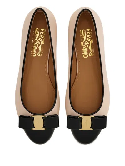 Ferragamo Round Toe Ballerina Shoes With Bow Detail
