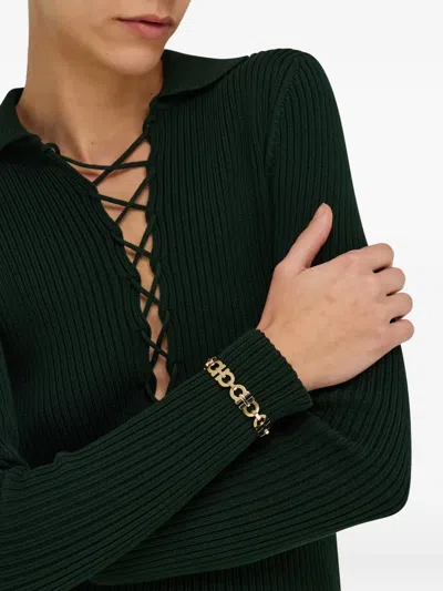 Ferragamo Crystal Embellished Gancini Bracelet In Gold