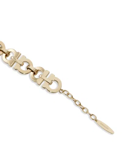 Ferragamo Crystal Embellished Gancini Bracelet In Gold