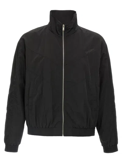 Saint Laurent Logo-embroidered Shell Bomber Jacket In Black