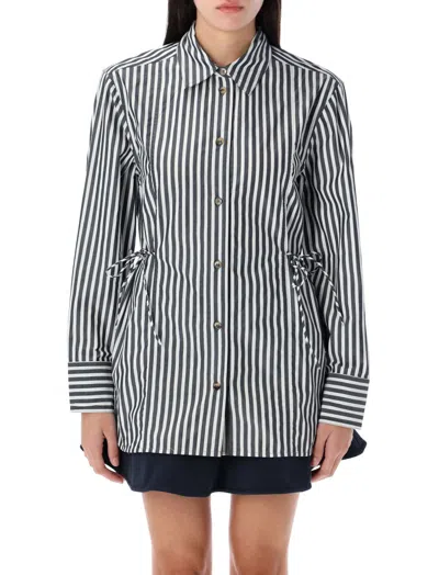 Ganni Stripe Cotton Shirt Black